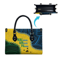 Malampa Province Vanuatu Leather Bag Map With Polynesian Pattern LT14 - Polynesian Pride