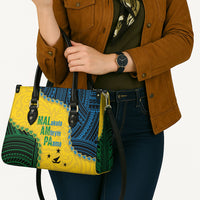 Malampa Province Vanuatu Leather Bag Map With Polynesian Pattern LT14 - Polynesian Pride
