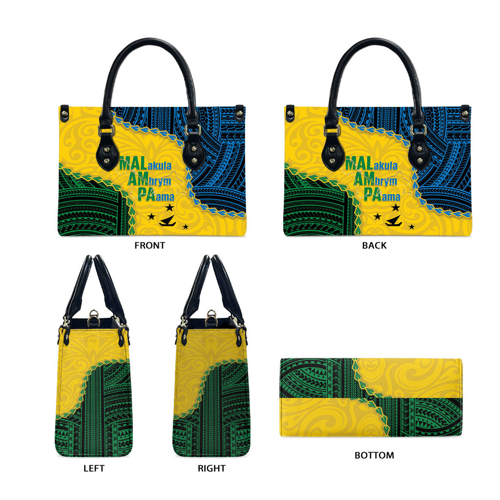 Malampa Province Vanuatu Leather Bag Map With Polynesian Pattern LT14 - Polynesian Pride