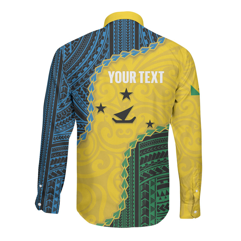 Personalised Malampa Province Vanuatu Long Sleeve Button Shirt Map With Polynesian Pattern LT14 - Polynesian Pride