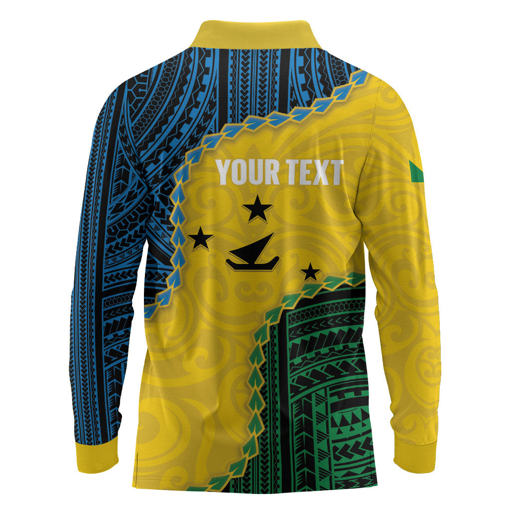 Personalised Malampa Province Vanuatu Long Sleeve Polo Shirt Map With Polynesian Pattern LT14 - Polynesian Pride