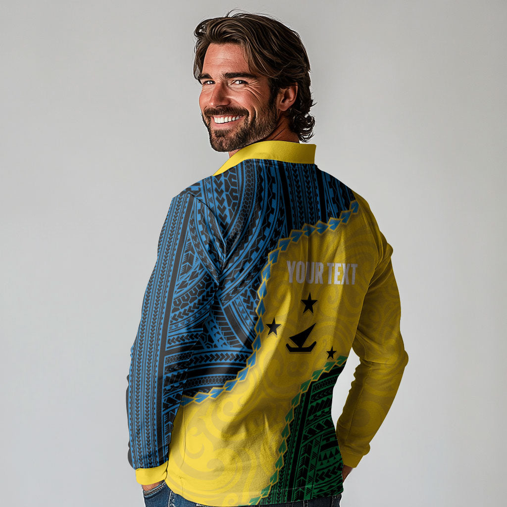 Personalised Malampa Province Vanuatu Long Sleeve Polo Shirt Map With Polynesian Pattern LT14 - Polynesian Pride