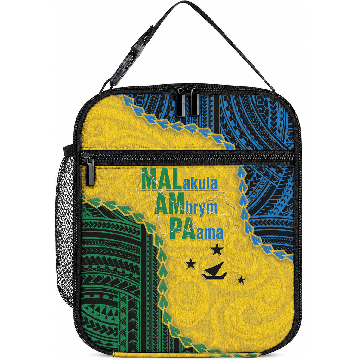 Malampa Province Vanuatu Lunch Bag Map With Polynesian Pattern