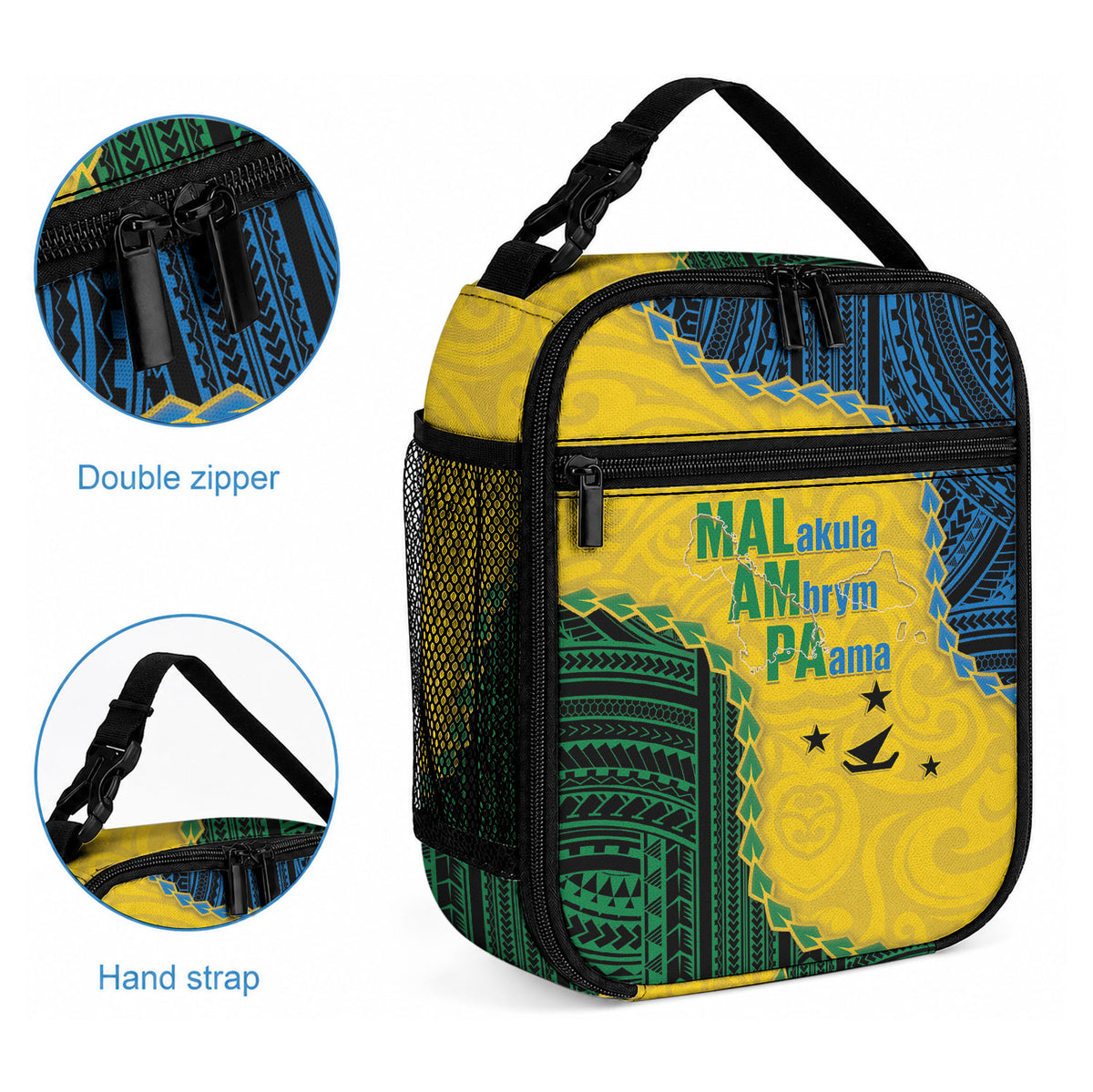 Malampa Province Vanuatu Lunch Bag Map With Polynesian Pattern