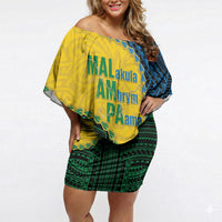 Personalised Malampa Province Vanuatu Off Shoulder Short Dress Map With Polynesian Pattern LT14 Women Multicolor - Polynesian Pride