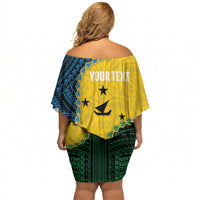 Personalised Malampa Province Vanuatu Off Shoulder Short Dress Map With Polynesian Pattern LT14 - Polynesian Pride