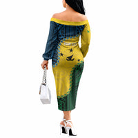 Personalised Malampa Province Vanuatu Off The Shoulder Long Sleeve Dress Map With Polynesian Pattern LT14 - Polynesian Pride