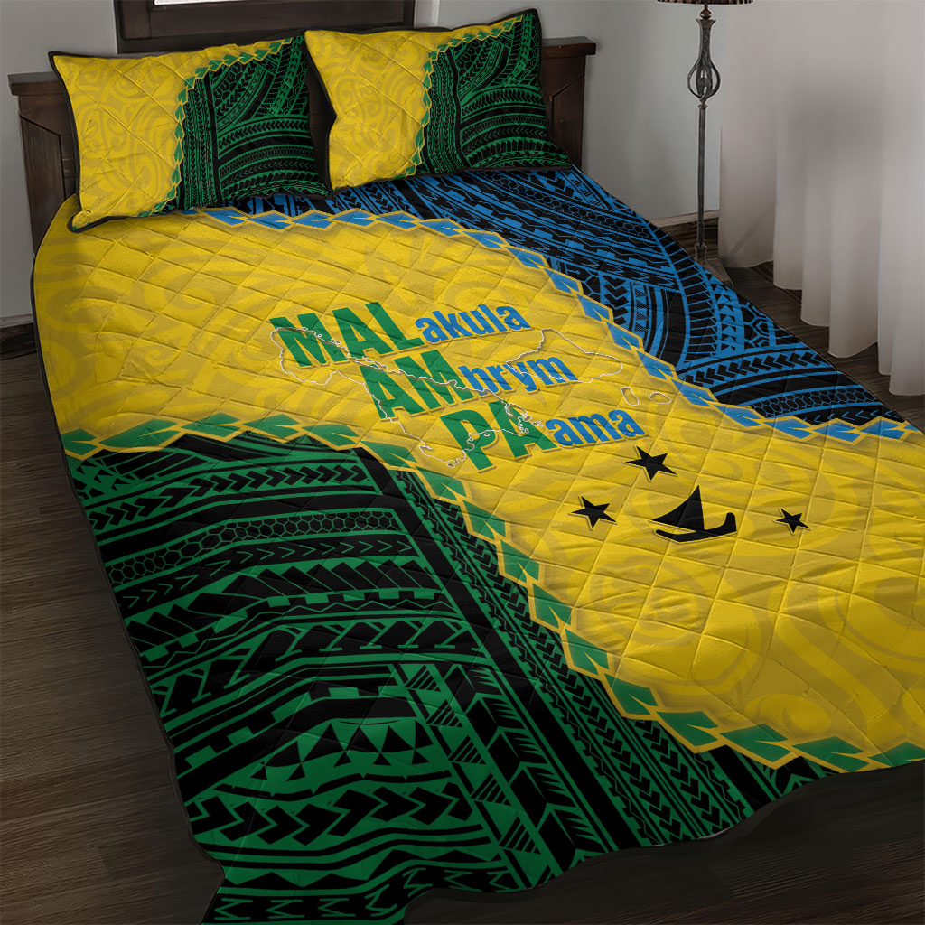 Malampa Province Vanuatu Quilt Bed Set Map With Polynesian Pattern LT14 Multicolor - Polynesian Pride