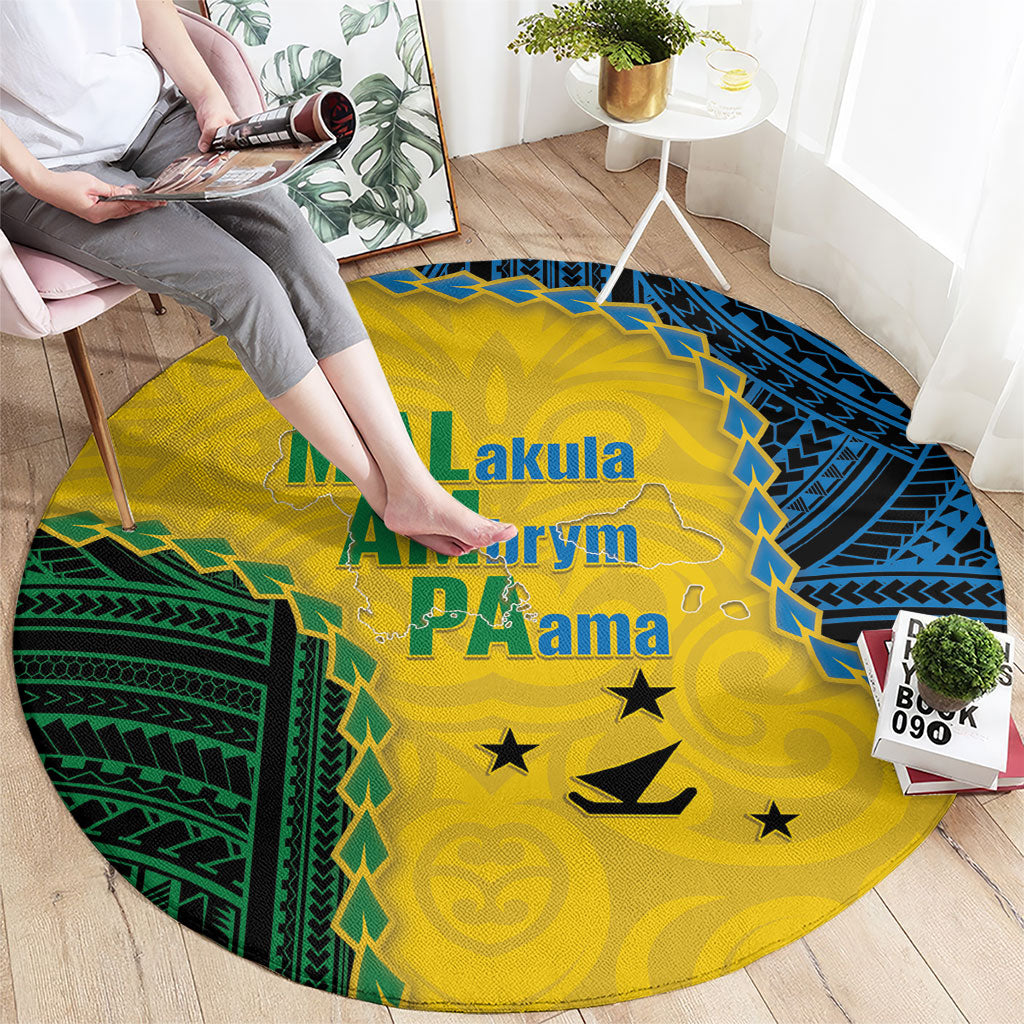 Malampa Province Vanuatu Round Carpet Map With Polynesian Pattern LT14 - Polynesian Pride