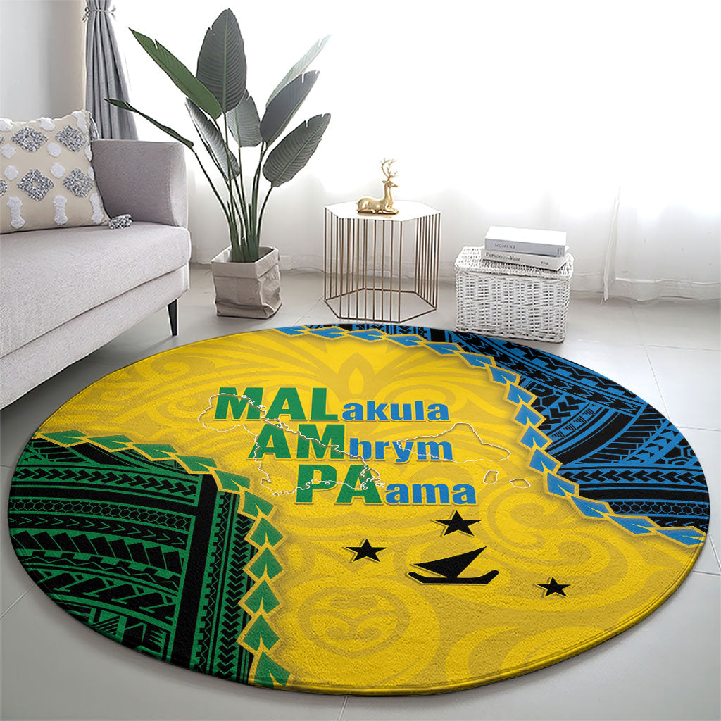 Malampa Province Vanuatu Round Carpet Map With Polynesian Pattern LT14 - Polynesian Pride