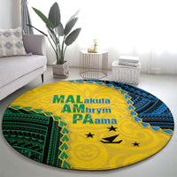 Malampa Province Vanuatu Round Carpet Map With Polynesian Pattern LT14 - Polynesian Pride