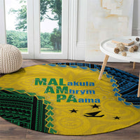 Malampa Province Vanuatu Round Carpet Map With Polynesian Pattern LT14 - Polynesian Pride