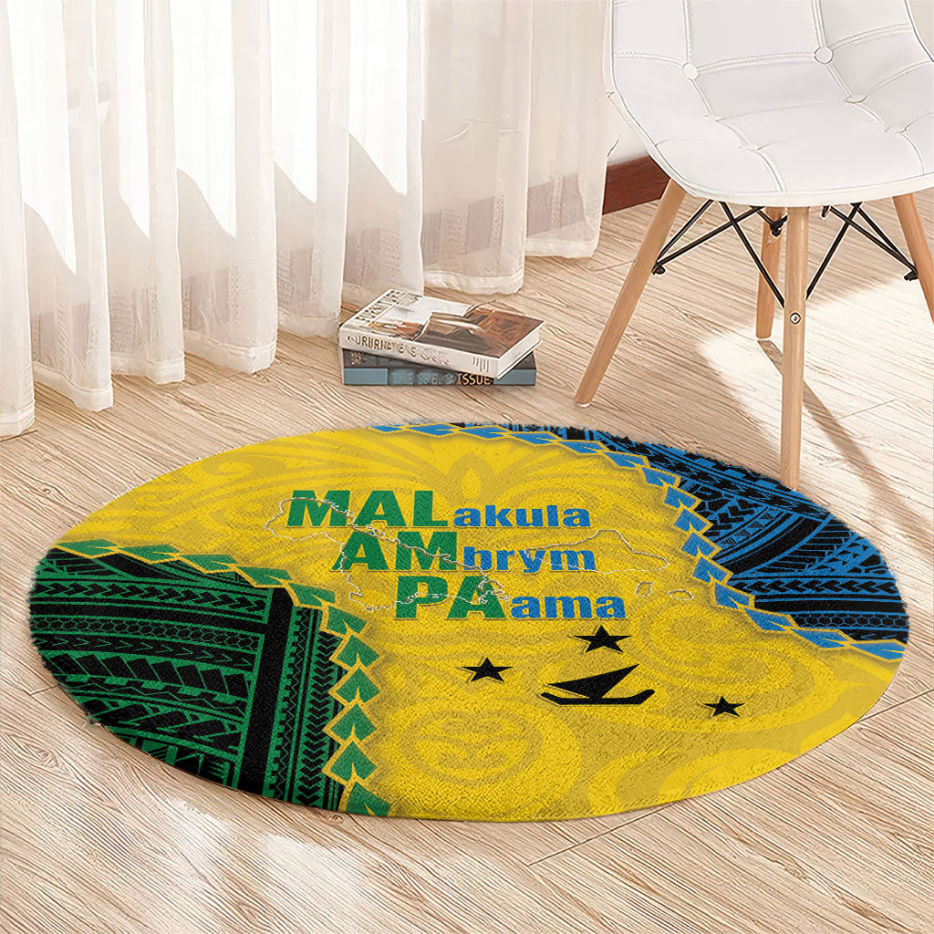 Malampa Province Vanuatu Round Carpet Map With Polynesian Pattern LT14 - Polynesian Pride