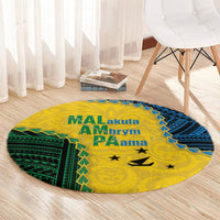 Malampa Province Vanuatu Round Carpet Map With Polynesian Pattern LT14 - Polynesian Pride
