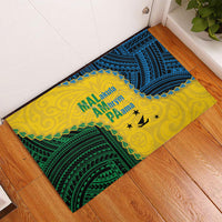 Malampa Province Vanuatu Rubber Doormat Map With Polynesian Pattern LT14 - Polynesian Pride