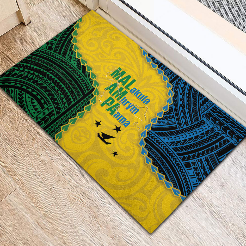 Malampa Province Vanuatu Rubber Doormat Map With Polynesian Pattern LT14 - Polynesian Pride