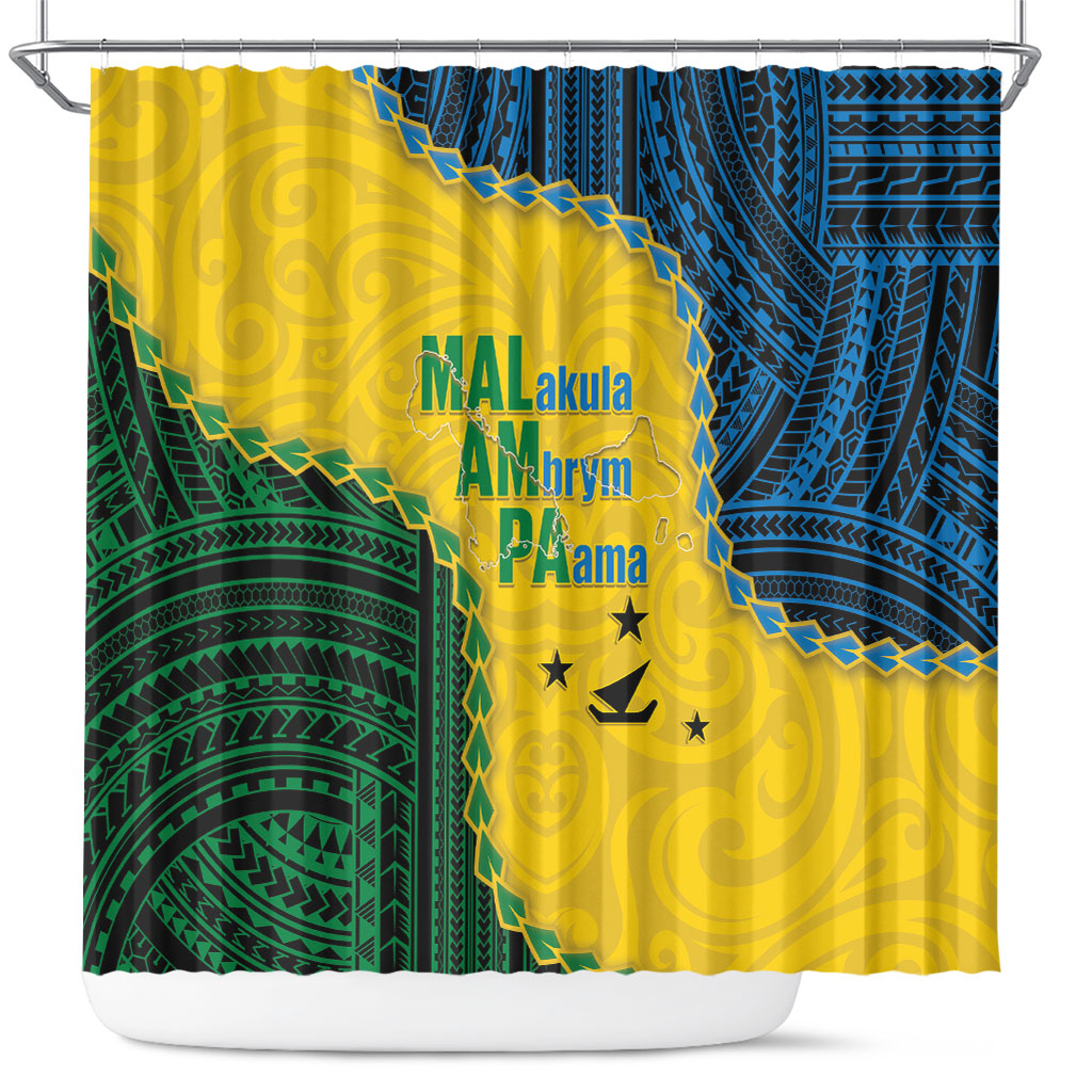 Malampa Province Vanuatu Shower Curtain Map With Polynesian Pattern LT14 Multicolor - Polynesian Pride