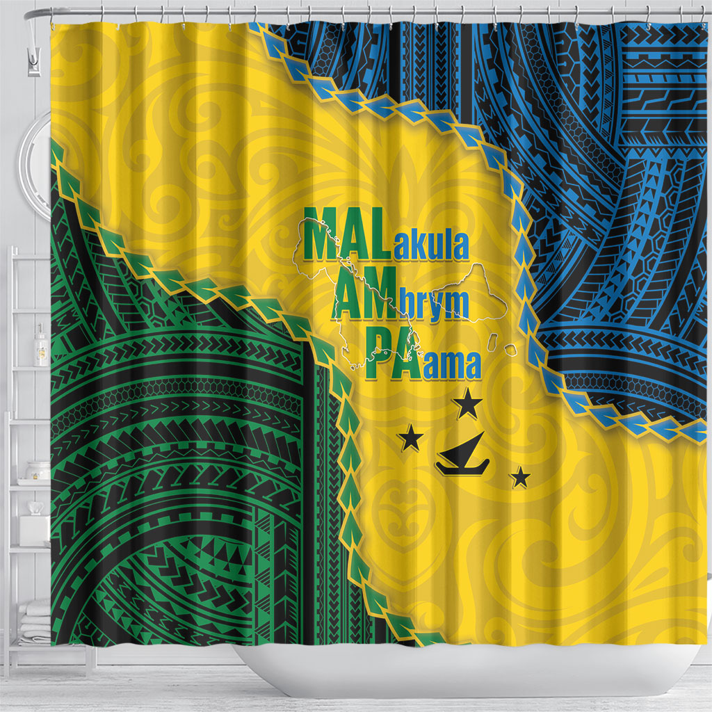 Malampa Province Vanuatu Shower Curtain Map With Polynesian Pattern LT14 - Polynesian Pride