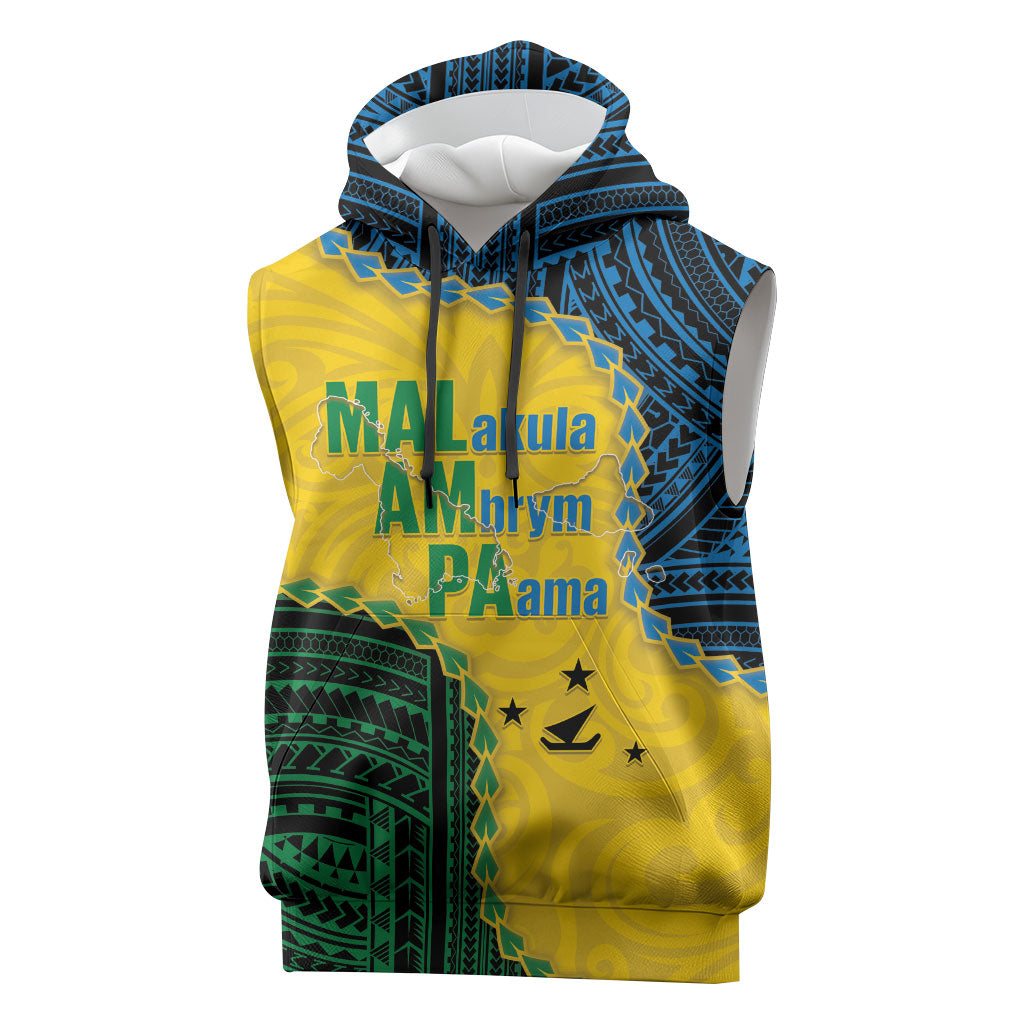 Personalised Malampa Province Vanuatu Sleeveless Hoodie Map With Polynesian Pattern LT14 Multicolor - Polynesian Pride