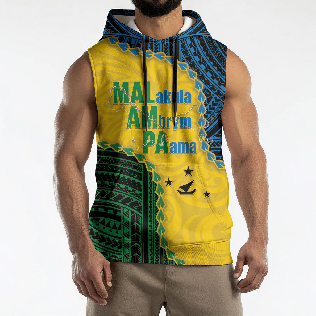 Personalised Malampa Province Vanuatu Sleeveless Hoodie Map With Polynesian Pattern LT14 - Polynesian Pride