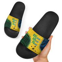 Malampa Province Vanuatu Slide Sandals Map With Polynesian Pattern LT14 - Polynesian Pride