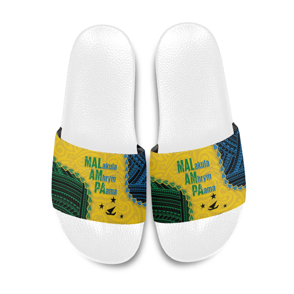 Malampa Province Vanuatu Slide Sandals Map With Polynesian Pattern LT14 Multicolor - Polynesian Pride
