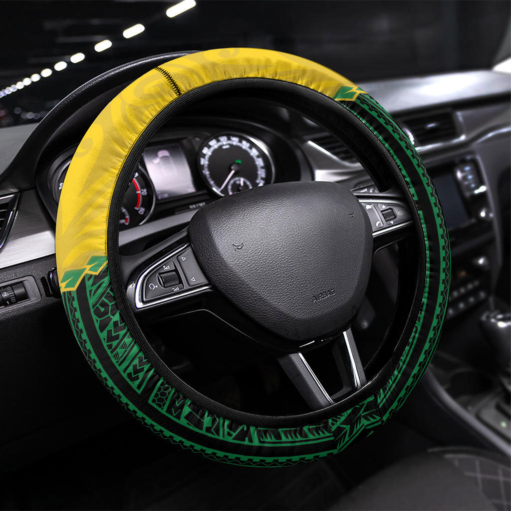 Malampa Province Vanuatu Steering Wheel Cover Map With Polynesian Pattern LT14 Universal Fit Multicolor - Polynesian Pride