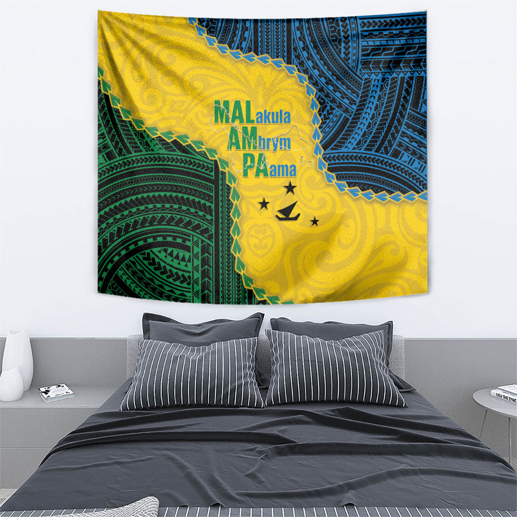 Malampa Province Vanuatu Tapestry Map With Polynesian Pattern LT14 - Polynesian Pride