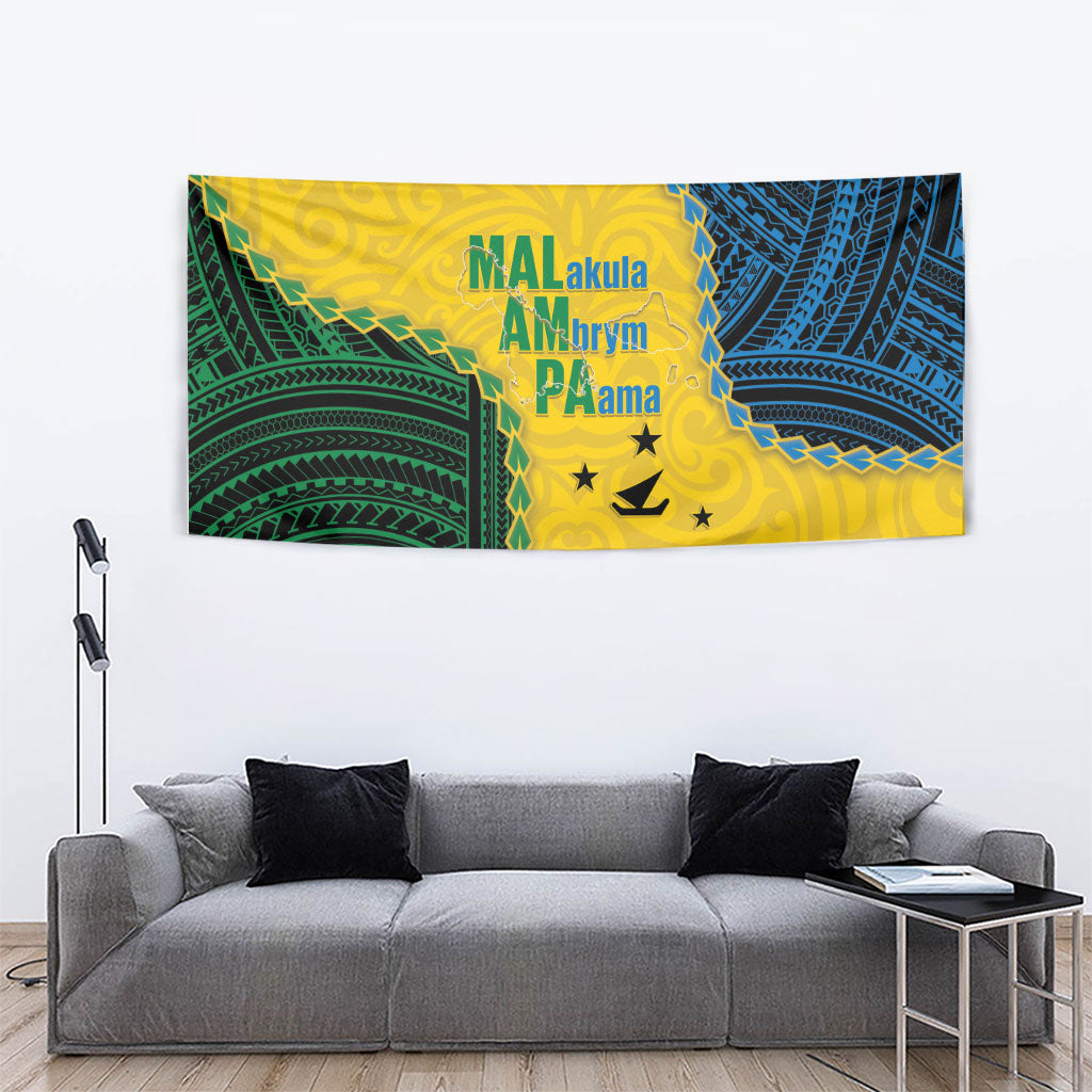 Malampa Province Vanuatu Tapestry Map With Polynesian Pattern LT14 - Polynesian Pride