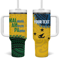 Personalised Malampa Province Vanuatu Tumbler With Handle Map With Polynesian Pattern LT14 One Size: 40 oz Multicolor - Polynesian Pride