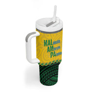 Personalised Malampa Province Vanuatu Tumbler With Handle Map With Polynesian Pattern LT14 - Polynesian Pride
