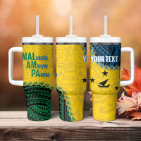 Personalised Malampa Province Vanuatu Tumbler With Handle Map With Polynesian Pattern LT14 - Polynesian Pride