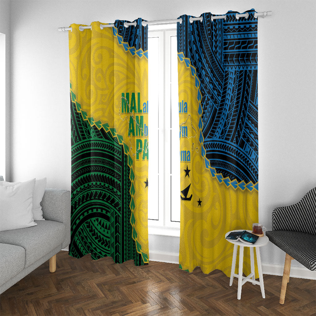 Malampa Province Vanuatu Window Curtain Map With Polynesian Pattern LT14 With Grommets Multicolor - Polynesian Pride