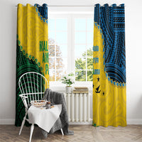 Malampa Province Vanuatu Window Curtain Map With Polynesian Pattern LT14 - Polynesian Pride
