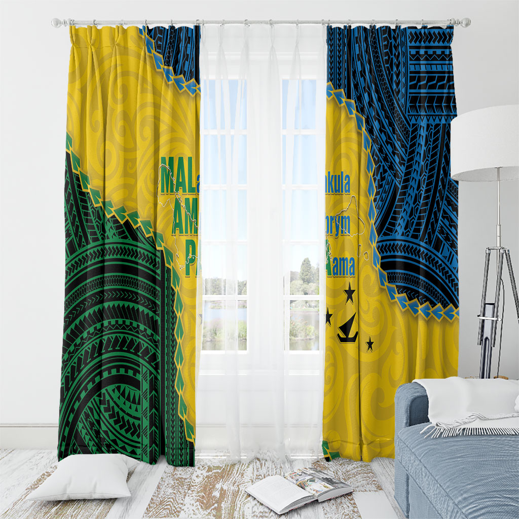 Malampa Province Vanuatu Window Curtain Map With Polynesian Pattern LT14 - Polynesian Pride