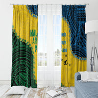 Malampa Province Vanuatu Window Curtain Map With Polynesian Pattern LT14 - Polynesian Pride