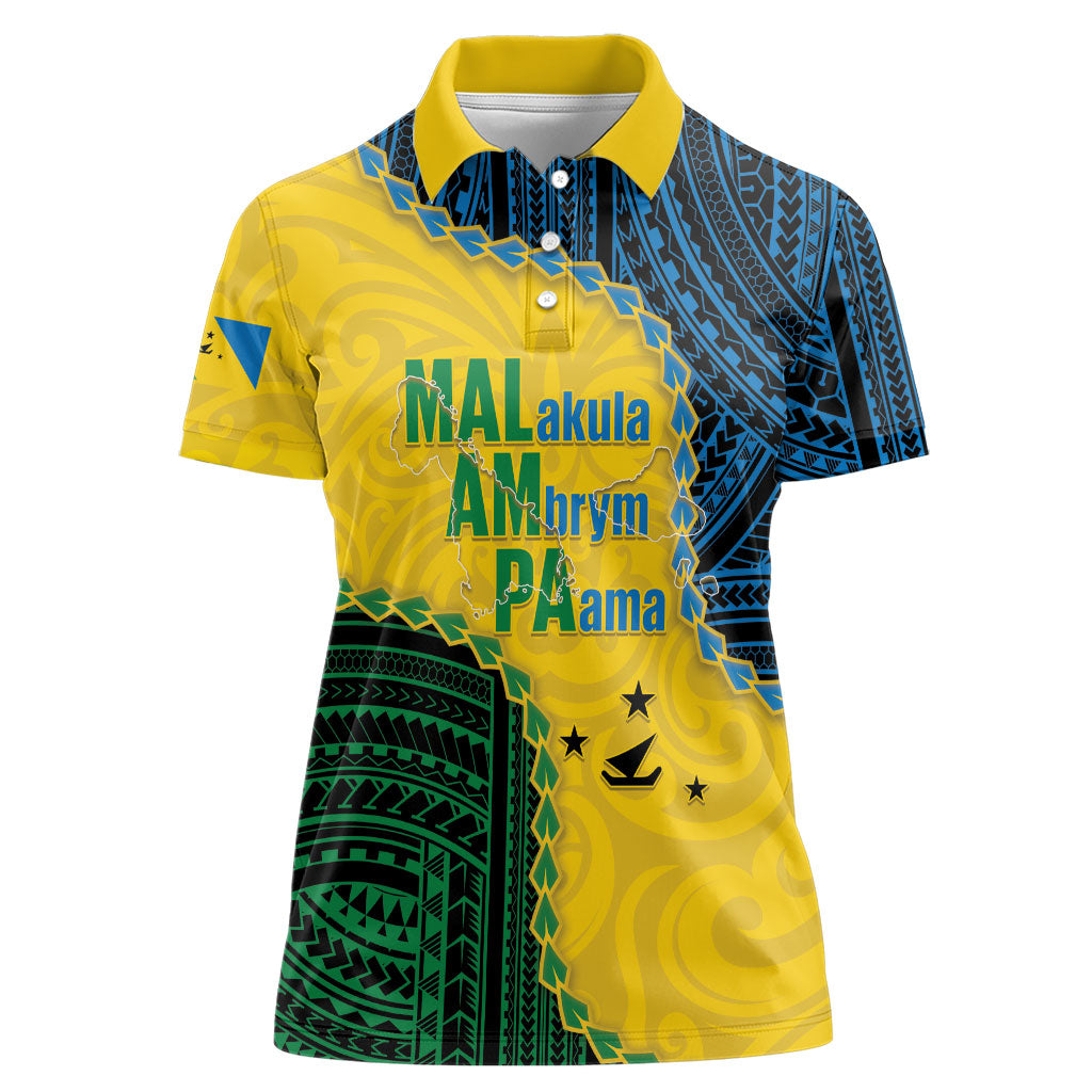 Personalised Malampa Province Vanuatu Women Polo Shirt Map With Polynesian Pattern LT14 Female Multicolor - Polynesian Pride