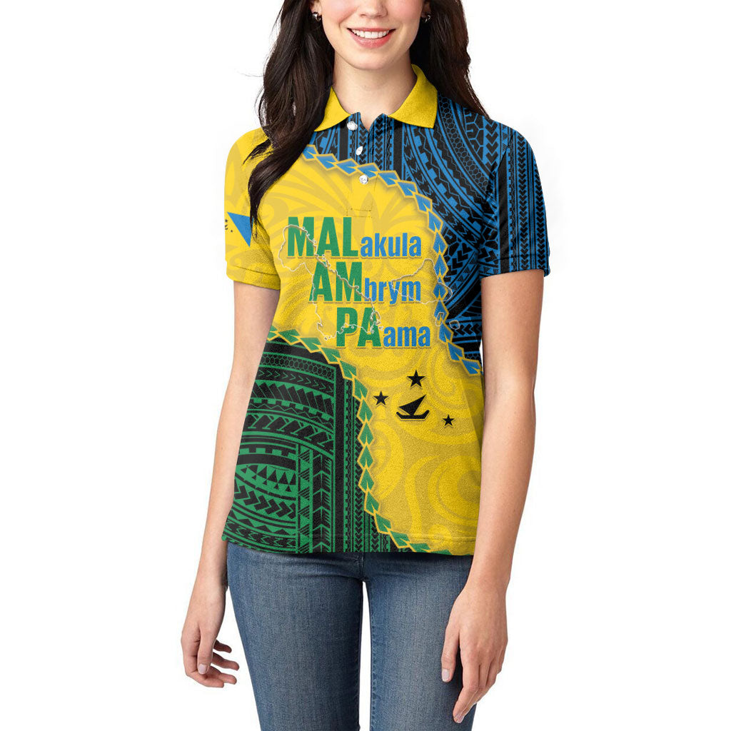 Personalised Malampa Province Vanuatu Women Polo Shirt Map With Polynesian Pattern LT14 - Polynesian Pride