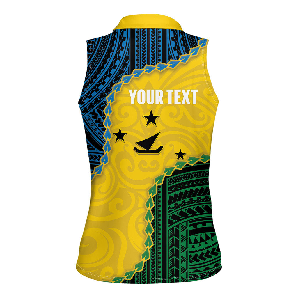 Personalised Malampa Province Vanuatu Women Sleeveless Polo Shirt Map With Polynesian Pattern LT14 - Polynesian Pride