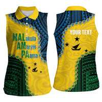 Personalised Malampa Province Vanuatu Women Sleeveless Polo Shirt Map With Polynesian Pattern LT14 - Polynesian Pride
