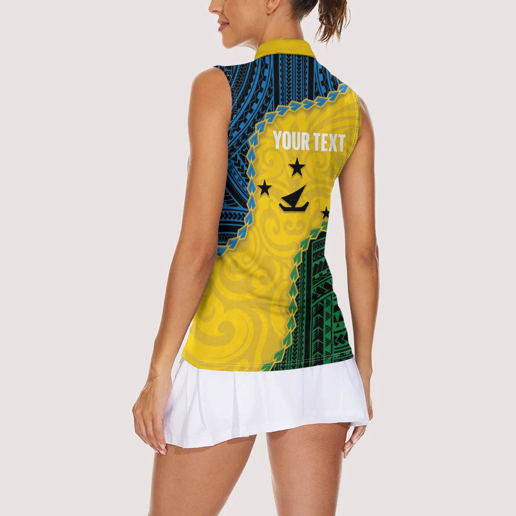 Personalised Malampa Province Vanuatu Women Sleeveless Polo Shirt Map With Polynesian Pattern LT14 - Polynesian Pride
