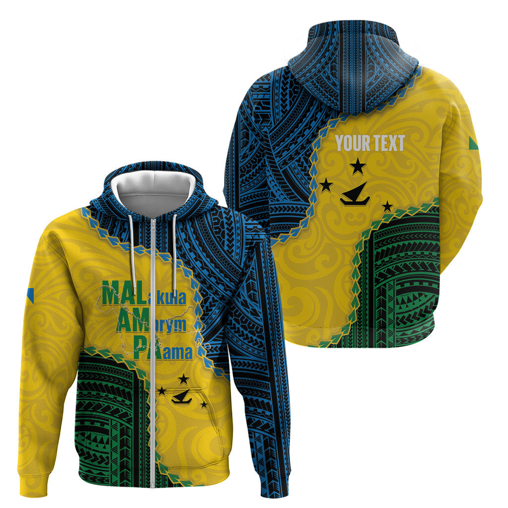 Personalised Malampa Province Vanuatu Zip Hoodie Map With Polynesian Pattern LT14 - Polynesian Pride