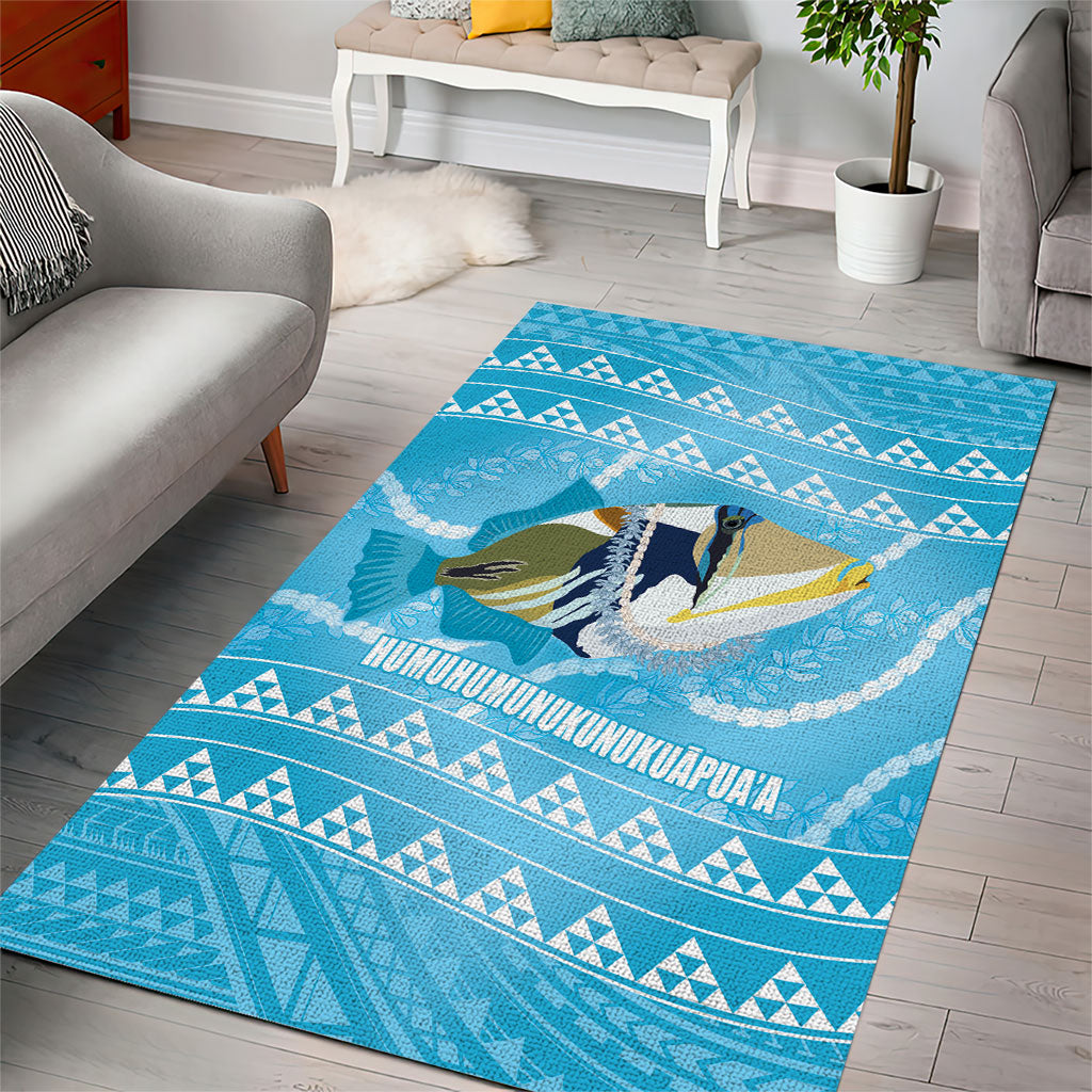 Aloha Hawaii Humuhumu Reef Triggerfish Area Rug Hawaiian Leis Kakau Pattern LT14 - Polynesian Pride