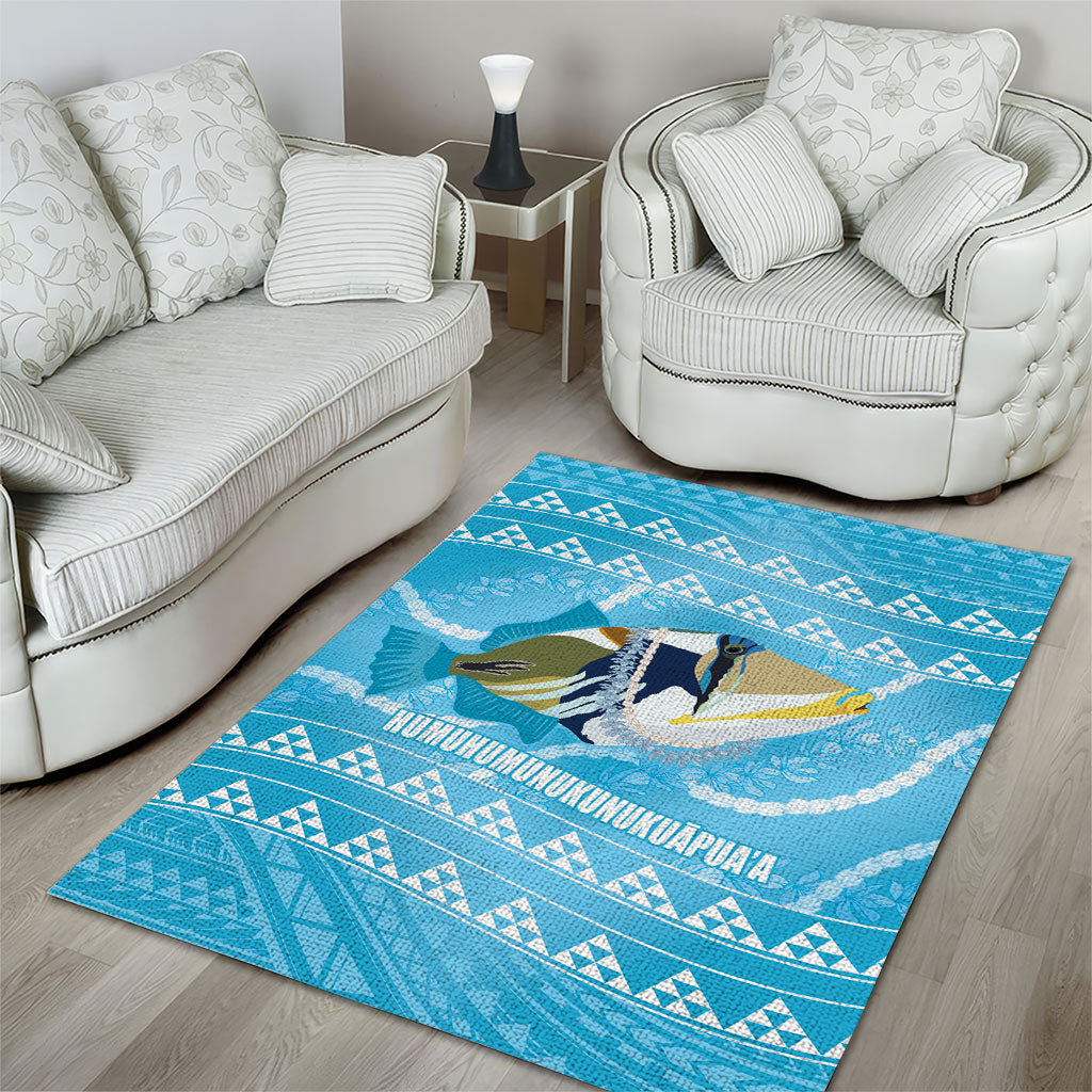 Aloha Hawaii Humuhumu Reef Triggerfish Area Rug Hawaiian Leis Kakau Pattern LT14 - Polynesian Pride