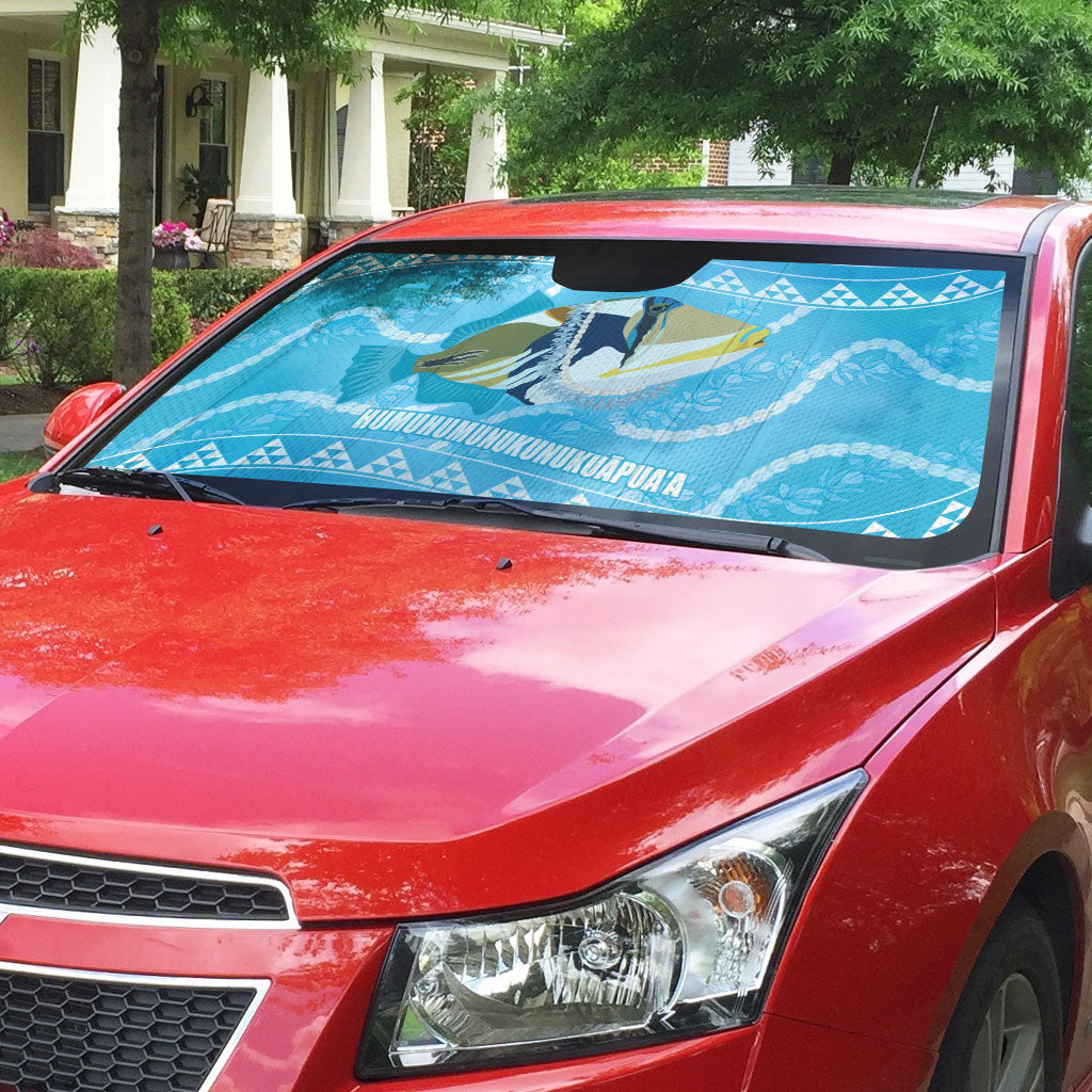 Aloha Hawaii Humuhumu Reef Triggerfish Auto Sun Shade Hawaiian Leis Kakau Pattern LT14 - Polynesian Pride