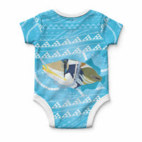 Aloha Hawaii Humuhumu Reef Triggerfish Baby Onesie Hawaiian Leis Kakau Pattern