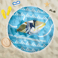 Aloha Hawaii Humuhumu Reef Triggerfish Beach Blanket Hawaiian Leis Kakau Pattern LT14 One Size 150cm Blue - Polynesian Pride