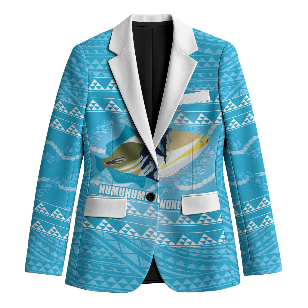 Aloha Hawaii Humuhumu Reef Triggerfish Blazer Hawaiian Leis Kakau Pattern LT14 Unisex Blue - Polynesian Pride