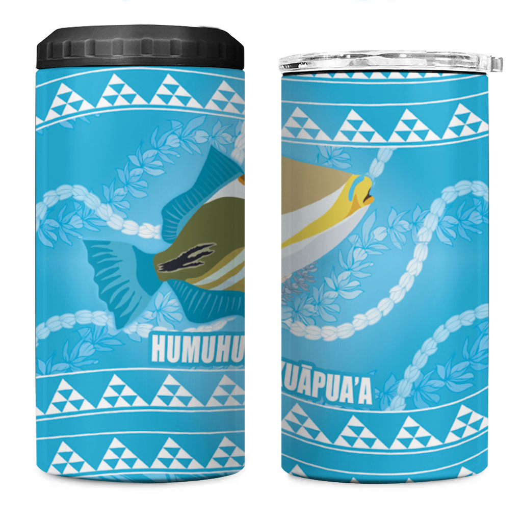 Aloha Hawaii Humuhumu Reef Triggerfish 4 in 1 Can Cooler Tumbler Hawaiian Leis Kakau Pattern LT14 One Size: 16 oz Blue - Polynesian Pride