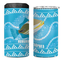 Aloha Hawaii Humuhumu Reef Triggerfish 4 in 1 Can Cooler Tumbler Hawaiian Leis Kakau Pattern LT14 One Size: 16 oz Blue - Polynesian Pride